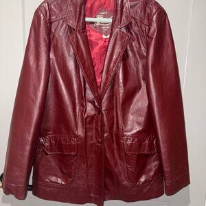Montgomery Ward  The Tannery Vintage Leather Blazer Burgundy Size VTG 22